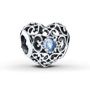 PANDORA Charm March Signature Heart SterlingSilver